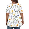 thumbnail image 4 of Sexlip Womens Short Sleeve V Neck Blouse Botanical Print Design Breathable Fabric Relaxed Silhouette for Daily Errands White XXXL, 4 of 6