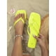 thumbnail image 1 of 1pair Women's Black Square Toe Flat Slipper, Summer/Beach Style, Trendy Flat Sandals With Toe Ring, 1 of 4