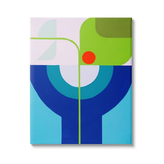 Stupell Industries Green & Blue Geometric Abstract Painting Gallery Wrapped Canvas Art Print Wall Art, 16 x 20