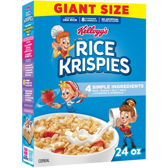 Kellogg's Rice Krispies Breakfast Cereal, 8 Vitamins and Minerals, Giant Size, 24 oz