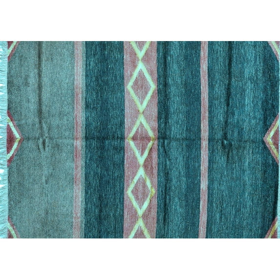 Ahgly Company Indoor Rectangle Abstract Light Blue Modern Area Rugs, 7' x 10'
