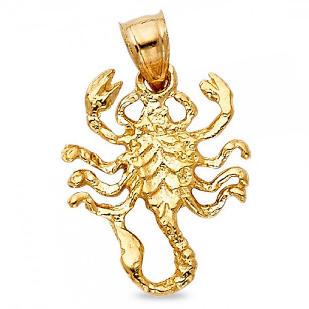 GemApex Solid 14k Yellow Gold Scorpion Charm Zodiac Sign Scorpio