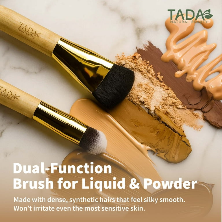 TADA Natural Beauty 2-in-1 Dual Ended Makeup Brush, Kabuki Brush