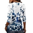 thumbnail image 6 of Domzest Half Sleeve Tops for Women Crew Neck Boho Floral Print Shirt Loose Fit Lightweight Dressy Casual Basic Blouse Blue M, 6 of 6