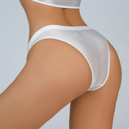 Ukumplol Panties for Women Womens Underwear Underpants for Women s Silky Shiny Low Waist Briefs Transparent Underwear Underpants for Women Womens Panties White XXL