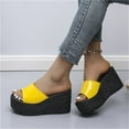 thumbnail image 5 of BONIXOOM Sandals Women Clearance Fall Slip-On Platform Casual Fashion Shoes for Women Yellow Size 5.5, 5 of 5