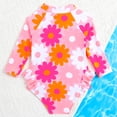 thumbnail image 7 of ITSAME Toddler Girls One-Piece Swimsuit, with Zipper Floral Print Bottom Ruffle Pretty Lightweight Beach Swimwear Pink 5-6T, 7 of 7