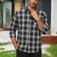 thumbnail image 2 of RUTAYY Men's Shirts Plaid Long Sleeve Lightweight Casual Button Down with Pocket Comfortable Open Front Tops Trendy Beach Blouse, 2 of 6