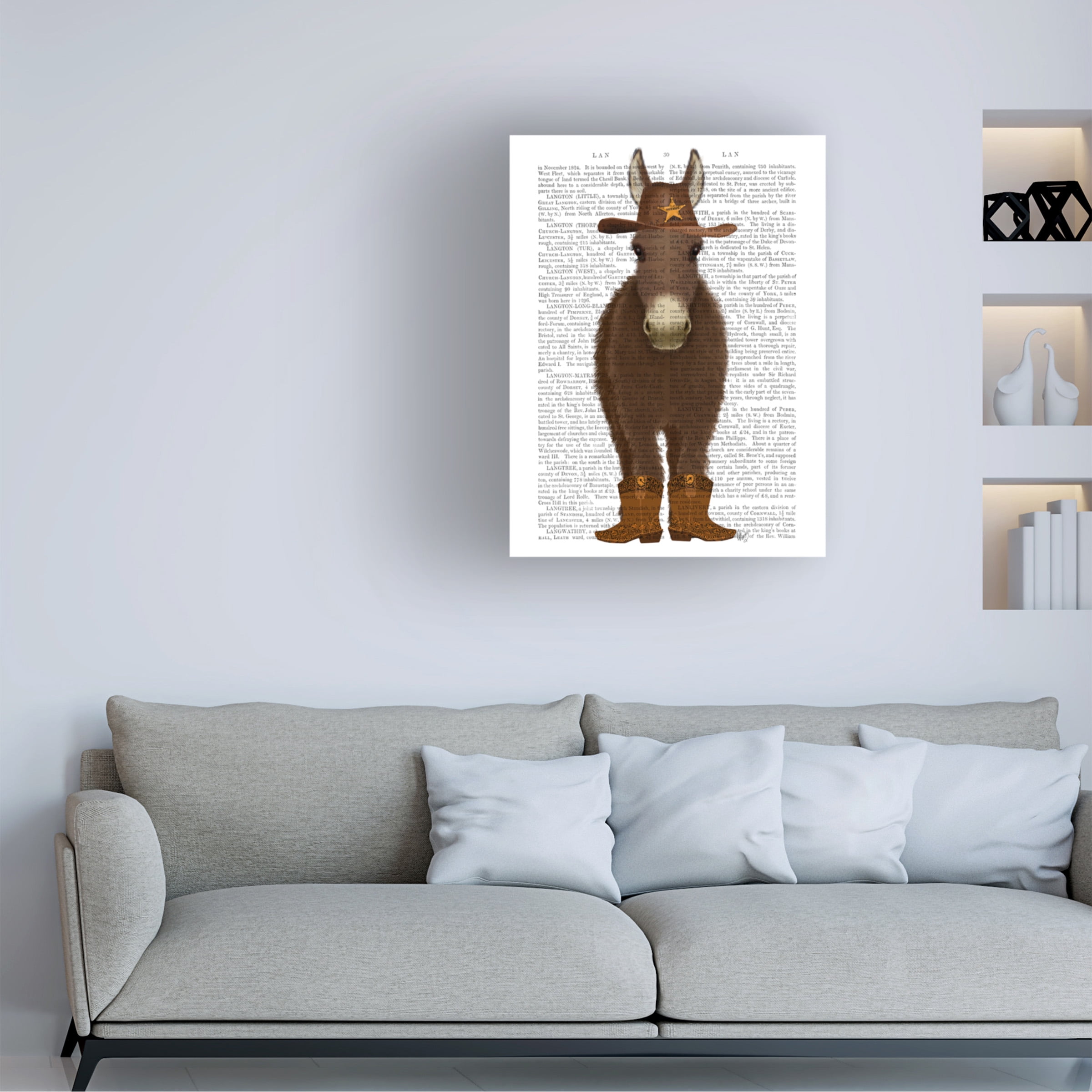 Fab Funky 'Donkey Cowboy Book Print' Canvas Art