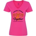 thumbnail image 3 of Inktastic Leukemia Awareness Staying Strong Together and Orange Ribbon Women's V-Neck T-Shirt, 3 of 5