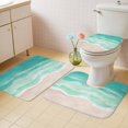 thumbnail image 4 of Summer Green Beach Bathroom Rugs Set Coastal Nautical Watercolor Gradient Ocean Wave Non Slip Absorbent Soft Bath Mats 3 Piece Set with Bathroom Rug, U-Shaped Floor Mat, Toilet Seat Cover Small Size, 4 of 9