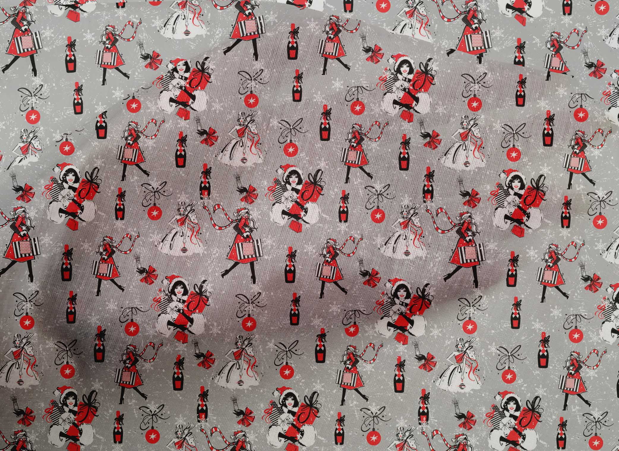 oneOone Cotton Poplin Gray Fabric Christmas Sewing Fabric By The Yard Printed Diy Clothing Sewing Supplies 56 Inch Wide - HI