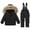 Black, variant on lnmuld Two Piece Toddler Girls Snow Suit Insulated Hooded Down Jacket with Matching Ski Bib Pants Winter Snowsuit Set Warm Outdoor Play Outfit Size:3-4 Years