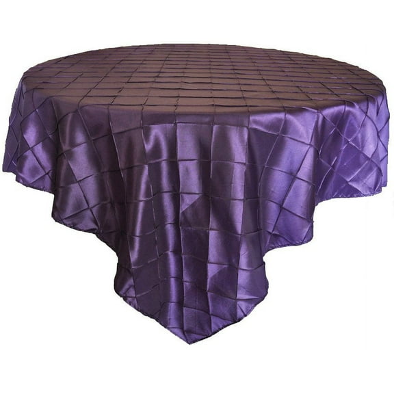 Wedding Linens Inc. 85" x85'' Square Pintuck Taffeta Seamless Linen Table overlay for Party Wedding Reception Catering Dining Home Table overlay Linens - Regency