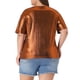 thumbnail image 3 of Blusas de fiesta metálicas holográficas de manga corta para mujeres de tallas grandes Agnes Orinda 2X Naranja, 3 of 6