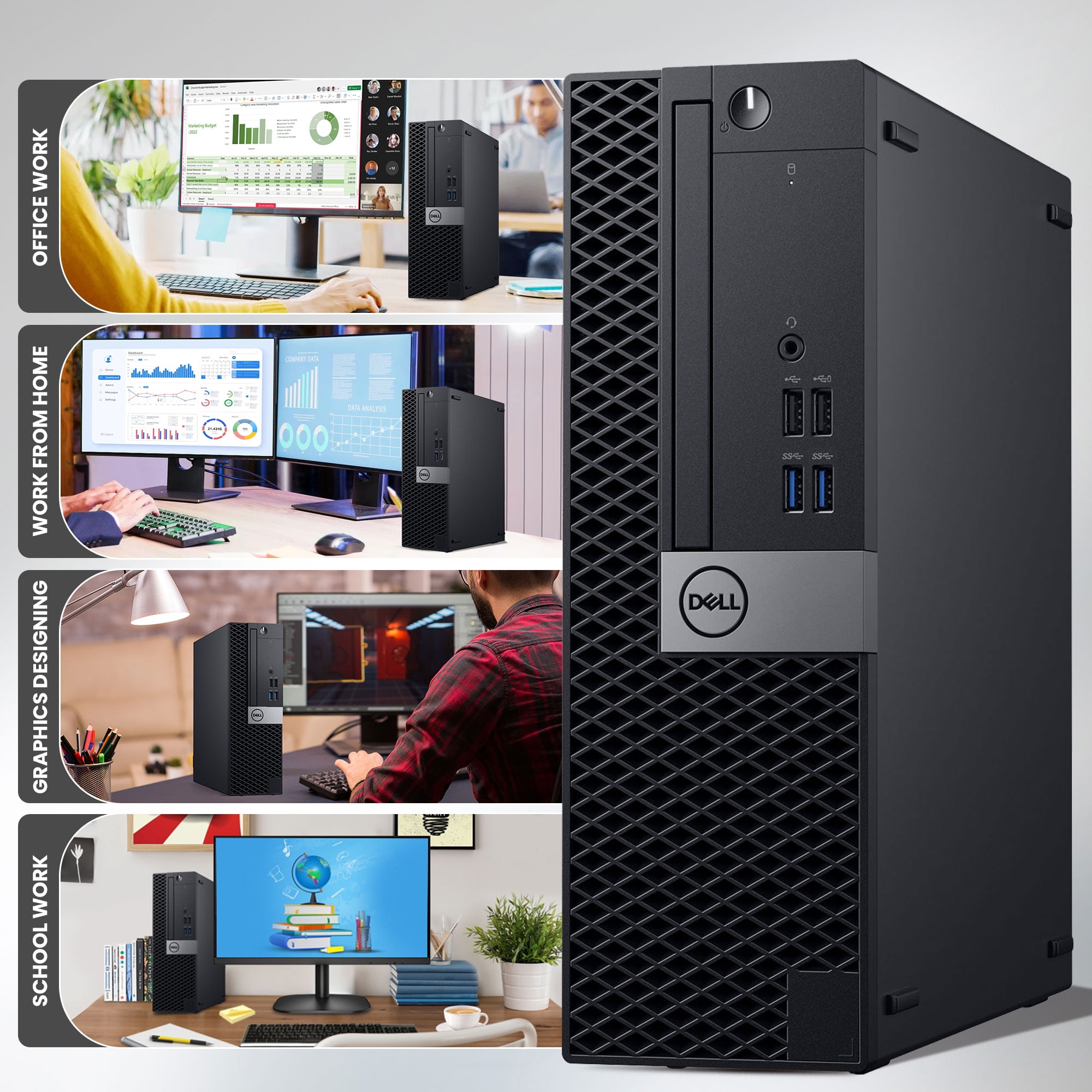 Restored Dell OptiPlex SFF Desktop PC Computer Intel i5-8500 8th Gen, 16GB Ram 1TB SSD Built-in Wi-Fi Windows 11 Professional (Refurbished)