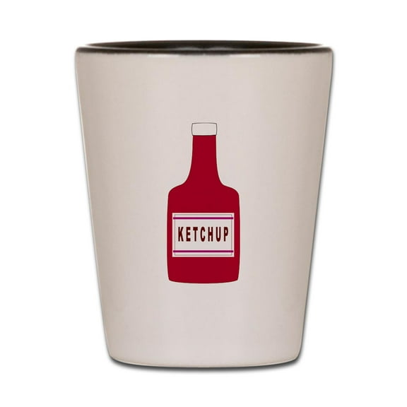 CafePress - Ketchup Bottle - White/Black Shot Glass, Unique and Funny Shot Glass