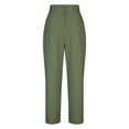 thumbnail image 5 of LLYwey Pants Jumpsuit For Women Fashion Women's High Waist Waist Zipper Straight Leg Solid Color Casual Pants Summer Pants Female 2024 Long Pant Style H2612 Green-1 XL, 5 of 6