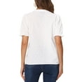 thumbnail image 3 of INSPIRAR CHIC Top Casual de Verano para Mujeres con Ojal Notch Cuello en V Manga Corta Abullonada Blusa de Encaje de Algodón Camisetas S Blanca, 3 of 5