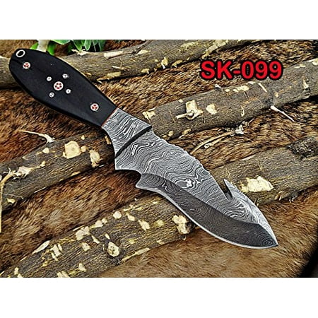 

9 Long hand forged Hunting Damascus steel Buffalo Horn with Mosaic Pins and Brass Pipe and Damascus Steel Brass Bolster
