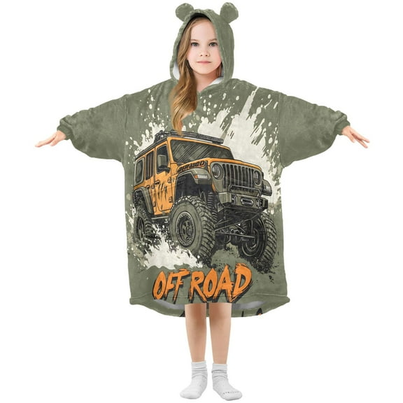 joogoo Wearable Blanket Hoodie Monster Truck Off Road for Flannel Sherpa Pocket 3-14 YR M