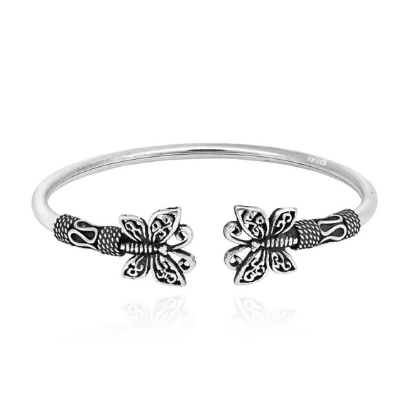 Balinese Inspired Ornate Sterling Silver Butterfly Cuff Bracelet