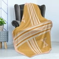 thumbnail image 4 of Letter X Soft Flannel Fleece Throw Blanket, Horizontal and Vertical Stripes with Gradient Color Zigzags Chevrons Art, Cozy Plush for Indoor and Outdoor Use, 50" x 60", Dark Yellow Eggshell, Ambesonne, 4 of 5