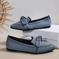 thumbnail image 4 of Ballet Flat Shoes for Women Fashion Print Bowknot Pointed Toe Knit Mesh Slip on Loafers Casual Lightweight Walking Shoes Blue Size 8, 4 of 6