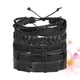 thumbnail image 5 of Pulsera de cuero de 5 piezas, pulsera de moda retro, pulsera ajustable para hombre (negro), 5 of 5