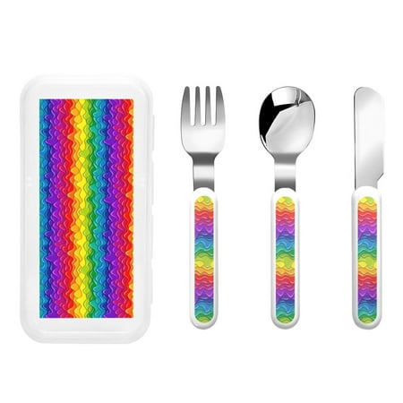 

Kdxio Bright Rainbow Toddler Utensils Set - Kids Silverware Set Set Kids Utensils Set with Case for Preschooler Children