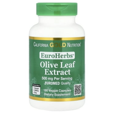 California Gold Nutrition EuroHerbs™ , Olive Leaf Extract, Euromed Quality, 500 mg, 180 Veggie Capsules