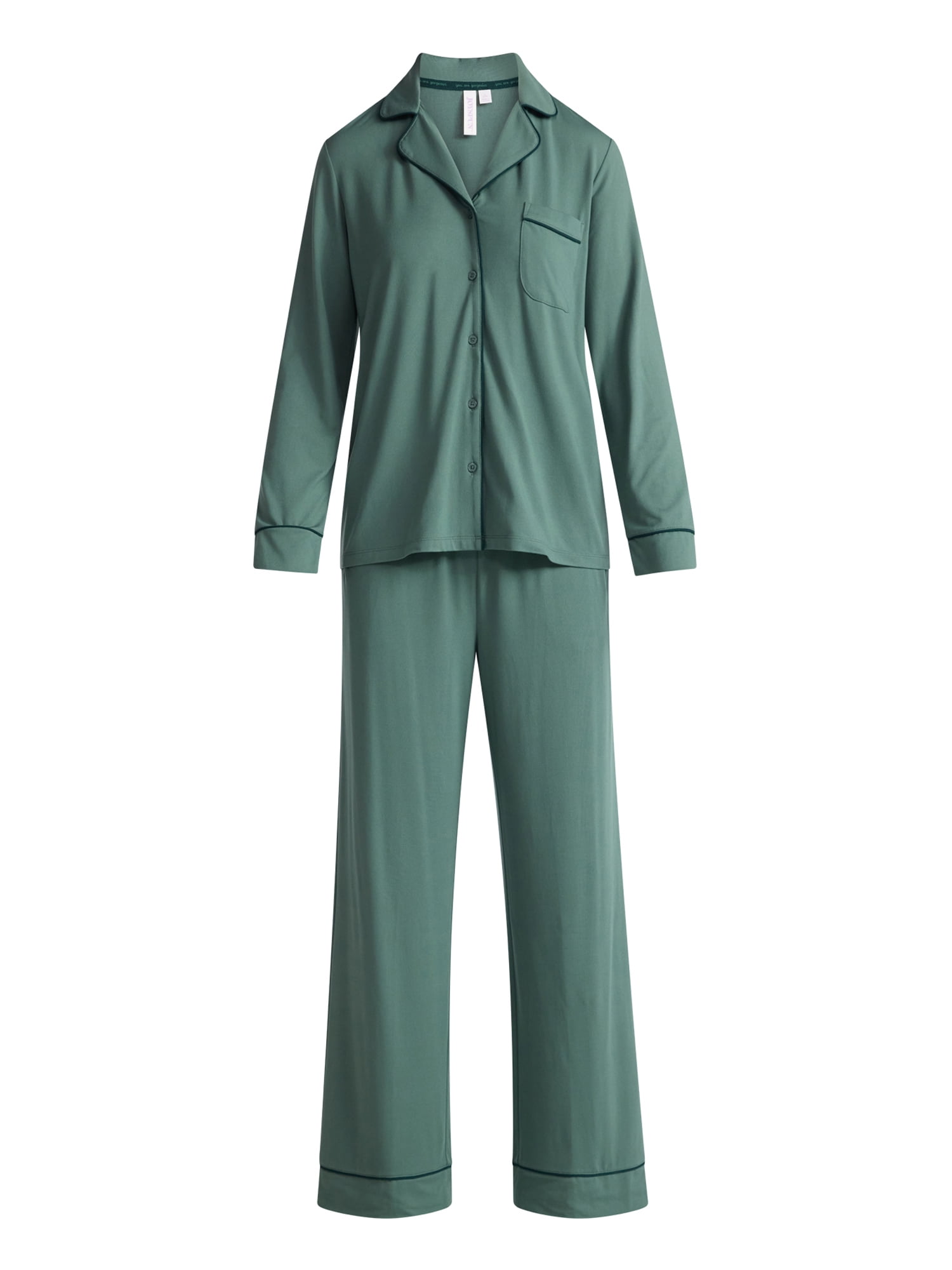 Joyspun Women’s Dreamy Soft Collection Long Sleeve Top and Pants Pajama Set, Sizes XS-4X