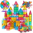 thumbnail image 1 of Juego de bloques de construcción con azulejos magnéticos Jasonwell, 100 piezas, para niños a partir de 3 años, 1 of 7