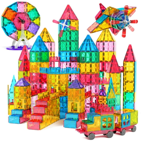Juego de bloques de construcción con azulejos magnéticos Jasonwell, 100 piezas, para niños a partir de 3 años