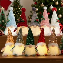 1PC Lighted Gnome Christmas Decorations -12 Inch Light Up Christmas Gnomes Plush Doll Ornaments Glitter Sequins Swedish Hat Leprechaun Dwarf Gift Home Table Decor