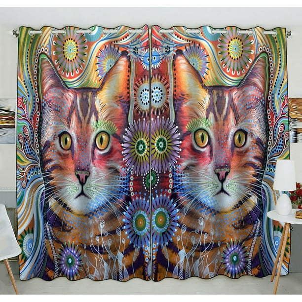 ZKGK Animals Kitten Cat Window Curtain Drapery/Panels ...