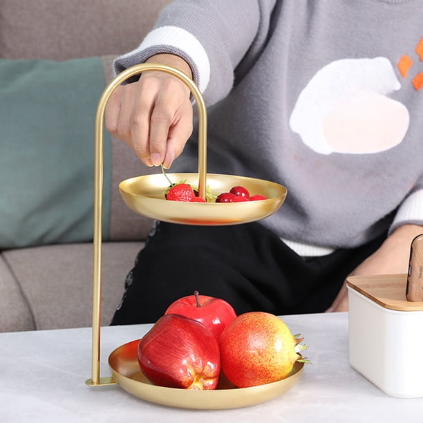 RKSTN Double layer pallet European Style Dried Fruit Tray Modern Decorative Ornaments Double-layer Home Living Room Coffee Table Fruit Tray Snack Tray Cosmetics Storage
