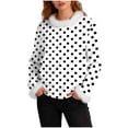 thumbnail image 2 of Ounisa Womens Tops Autumn Winter Pullover Sweater Loose Casual Long Sleeved Round Neck Polka Dots Pattern Shacket Blouse, 2 of 5