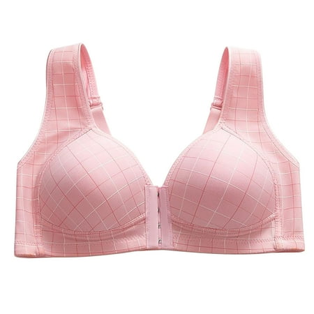 

ZZwxWA 50% Off Clear! Women Bras Front Buckle Thin without Steel Checkered Pattern Comfortable Underwear Thin Front Button No Underwire Push-up Bra for Ladies Adjustable Anti-sag Bra Flash Deals