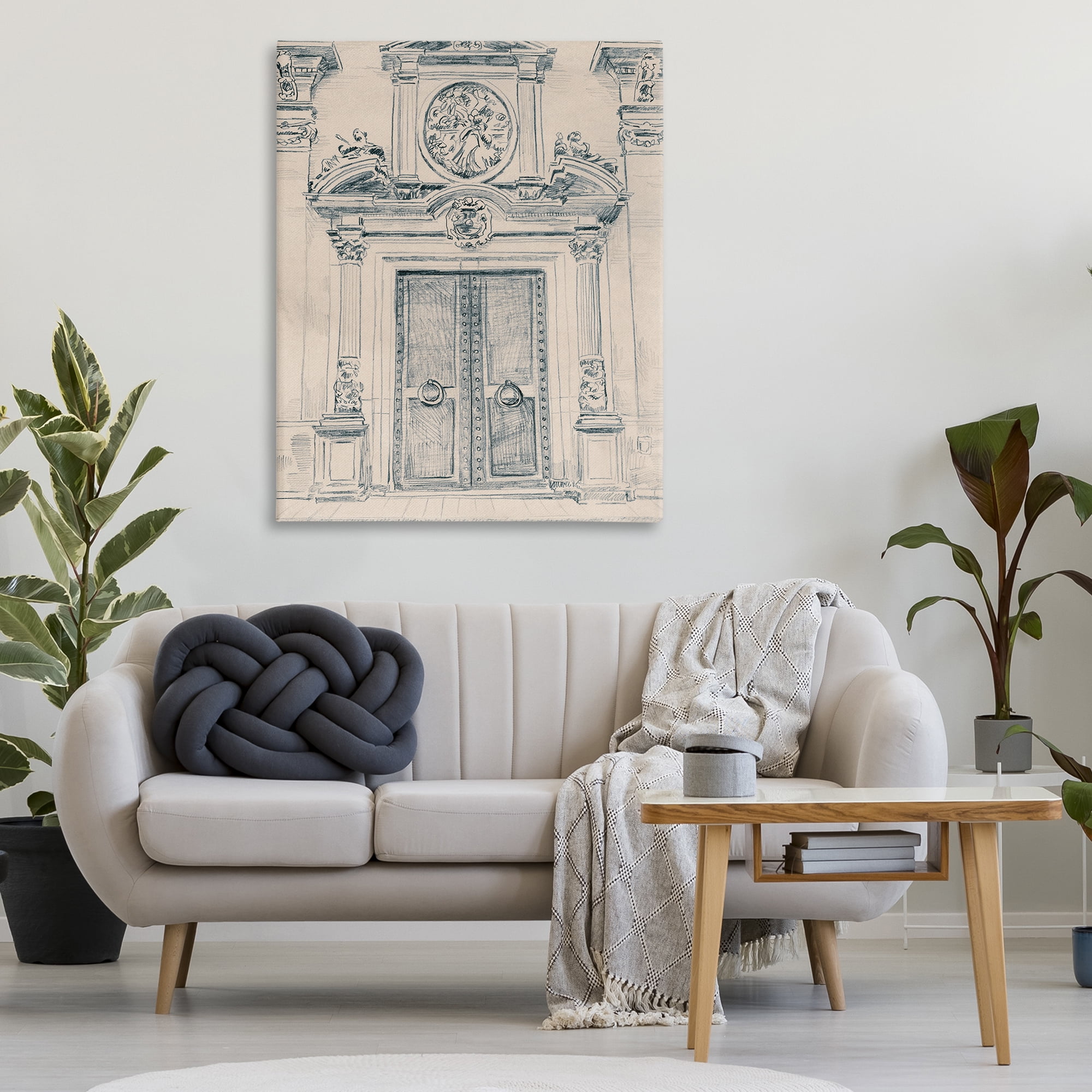 Stupell Industries Detailed Architecture Scene Town & City Drawing Gallery Wrapped Canvas Art Print Wall Art, 36 x 48