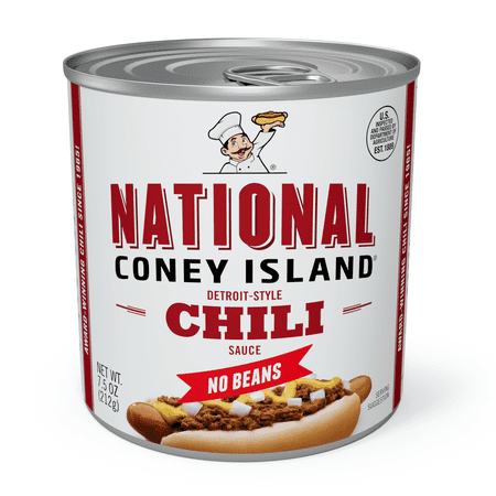 National Coney Island Chili Without Beans, Canned Chili Sauce, 7.5 oz (1 pack)
