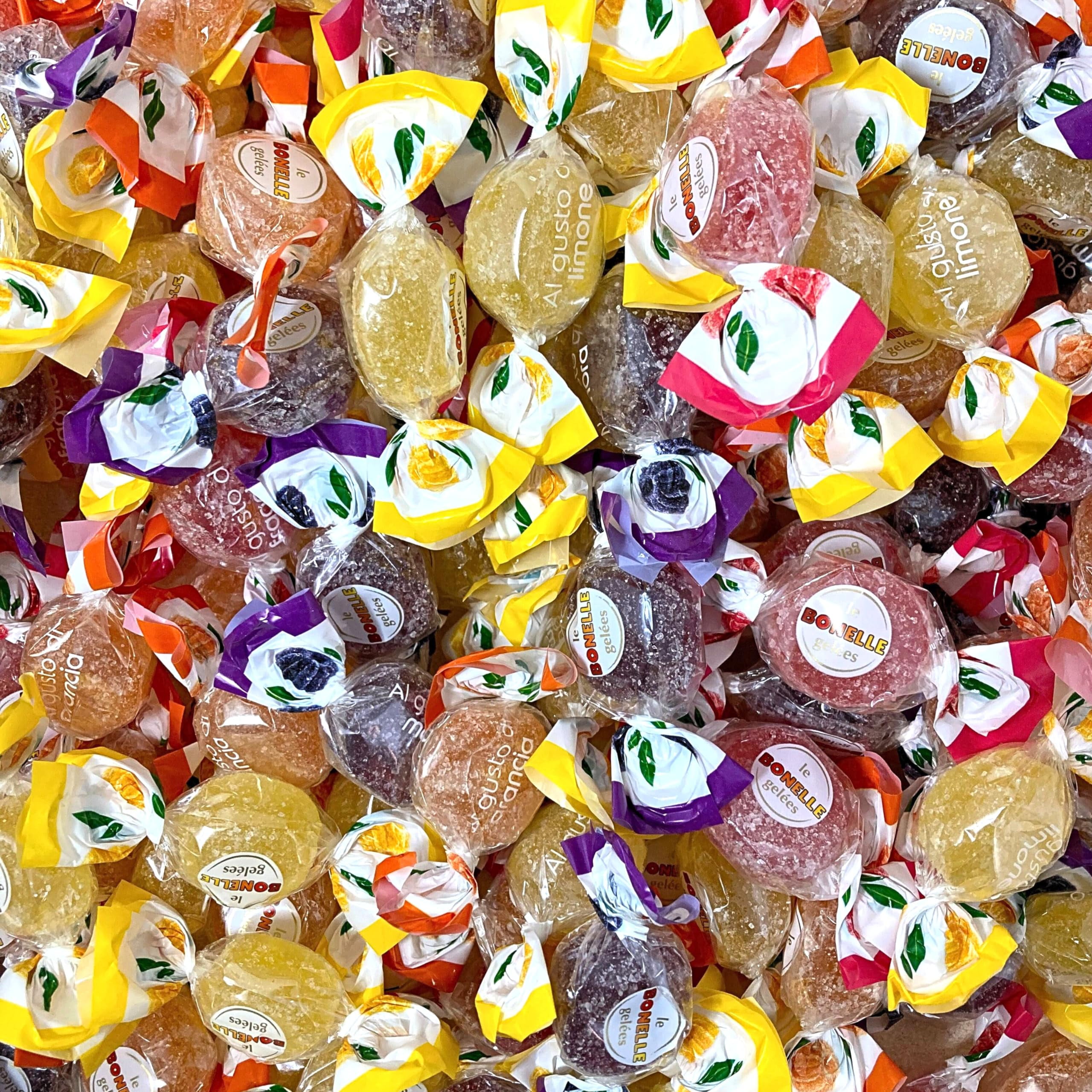 Premium Italian Fruit Jelly Candies - 2.25lb 4 Flavor Assortment- Vegan, Gluten Free, Natural Flavors, Individually Wrapped Soft And Chewy Candy Perfect For Holidays, Parties, & Gifting Bulk (36 Oz)