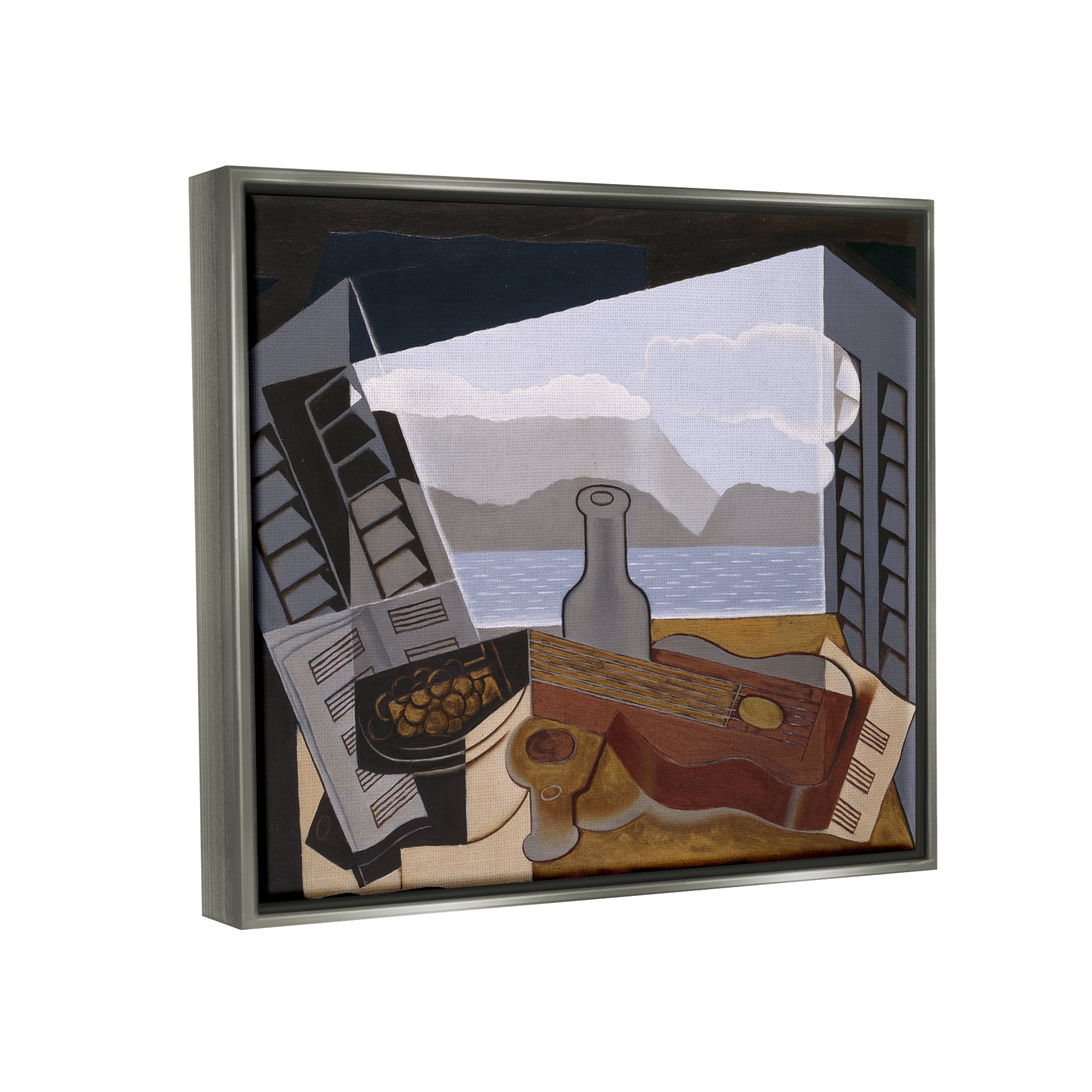 Stupell Industries La Fenetre Ouverte Juan Gris Classic Abstract Painting Painting Luster Gray Floating Framed Canvas Print Wall Art, Design by one1000paintings