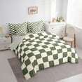 thumbnail image 3 of Manfei Geometric Plaid Bed in a Bag Twin Size,Modern Minimalist Art Bed Set,Green Beige Bedding Twin Size,Breathable Room Decorative Reversible,7 Pieces, 3 of 7