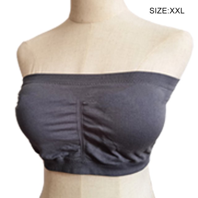 Wireless Bra Strapless Bras Bust Bandeau Padded Seamless Tube Top Intimate with Good Elasticity Basic Style for Evening Dress charcoal gray
