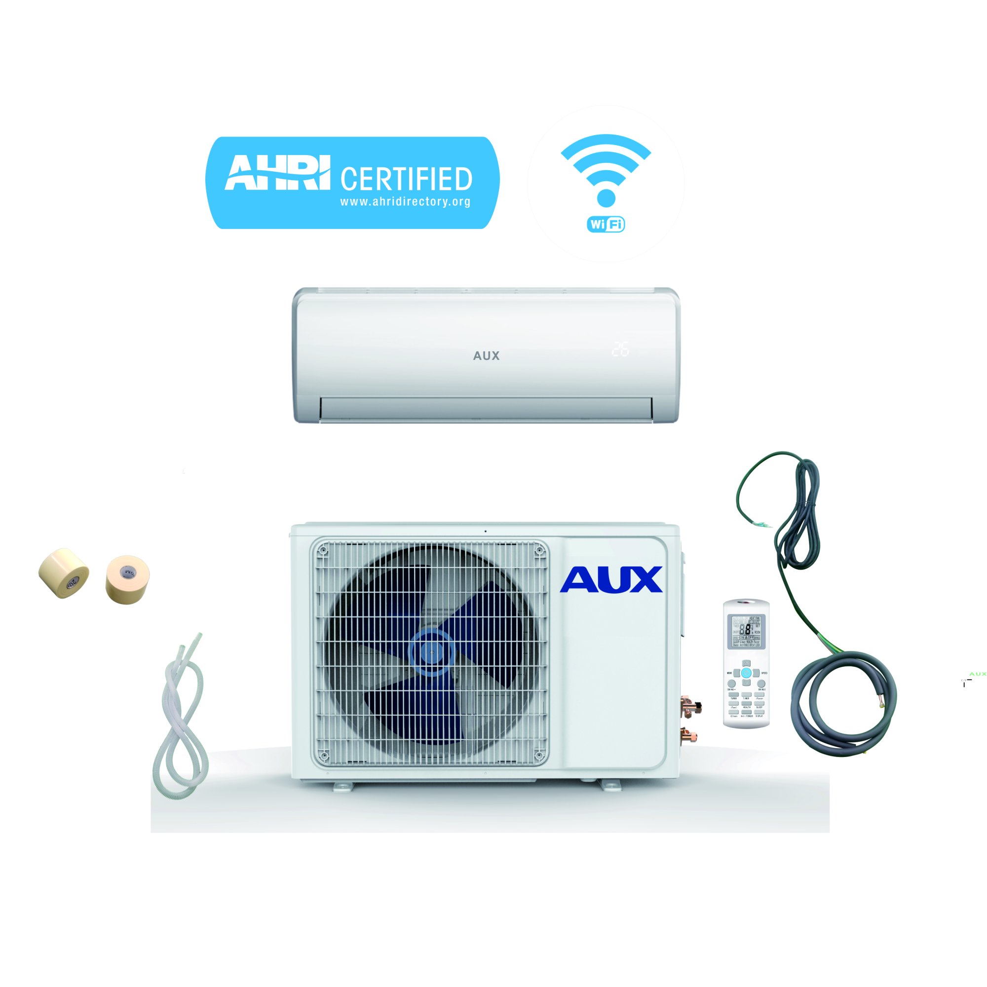 AUX 36,000 BTU Ductless Mini Split Air Conditioner with WiFi, Heat Pump, 17  SEER, J-Smart, 230V, 3Ton, 12ft with KIT, Wall Mount (Room Size : 1,500 ~ 1,800  Square Feet) - Walmart.com