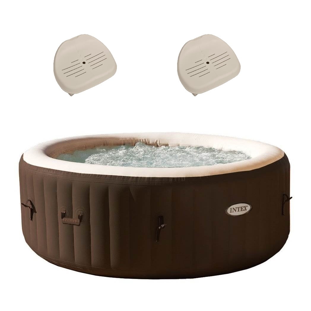 Intex PureSpa Massage 4 Person Inflatable Hot Tub Spa w/ Hot Tub Seat