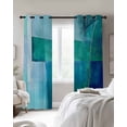 thumbnail image 2 of Blackout Curtains for Bedroom, Teal Blue Oil Painting Room Darkening Window Drapes for Living Room, Modern Abstract Geometric Art Thermal Insulated Grommet Curtains, 52x72 inch, 2 Panels, 2 of 9