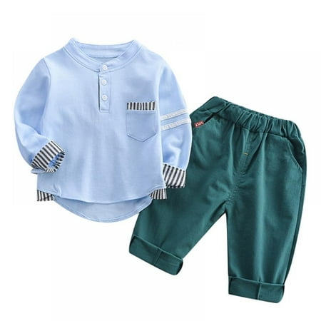 

Maxcozy Toddler Baby Boys 2-Piece Suits Long Sleeve Shirts and Pants Outfits Set 0-4 Years