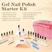 Candy Lover Gel Nail Polish Kit with UV Lamp, 72W Nail Dryer, 15 Colors Classic Fall Nudes Quick Dry Long-lasting Gel Nail Polish Set, Nail Polish Kit for Girl Lady Womens Manicure DIY Nail Gift